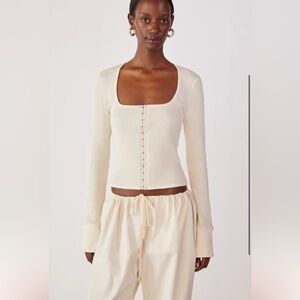 Orseund iris waffle knot top cream XS